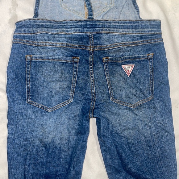 New Guess Jeans Denim Distressed Overalls Crop Cropped Small 25 - Picture 8 of 12
